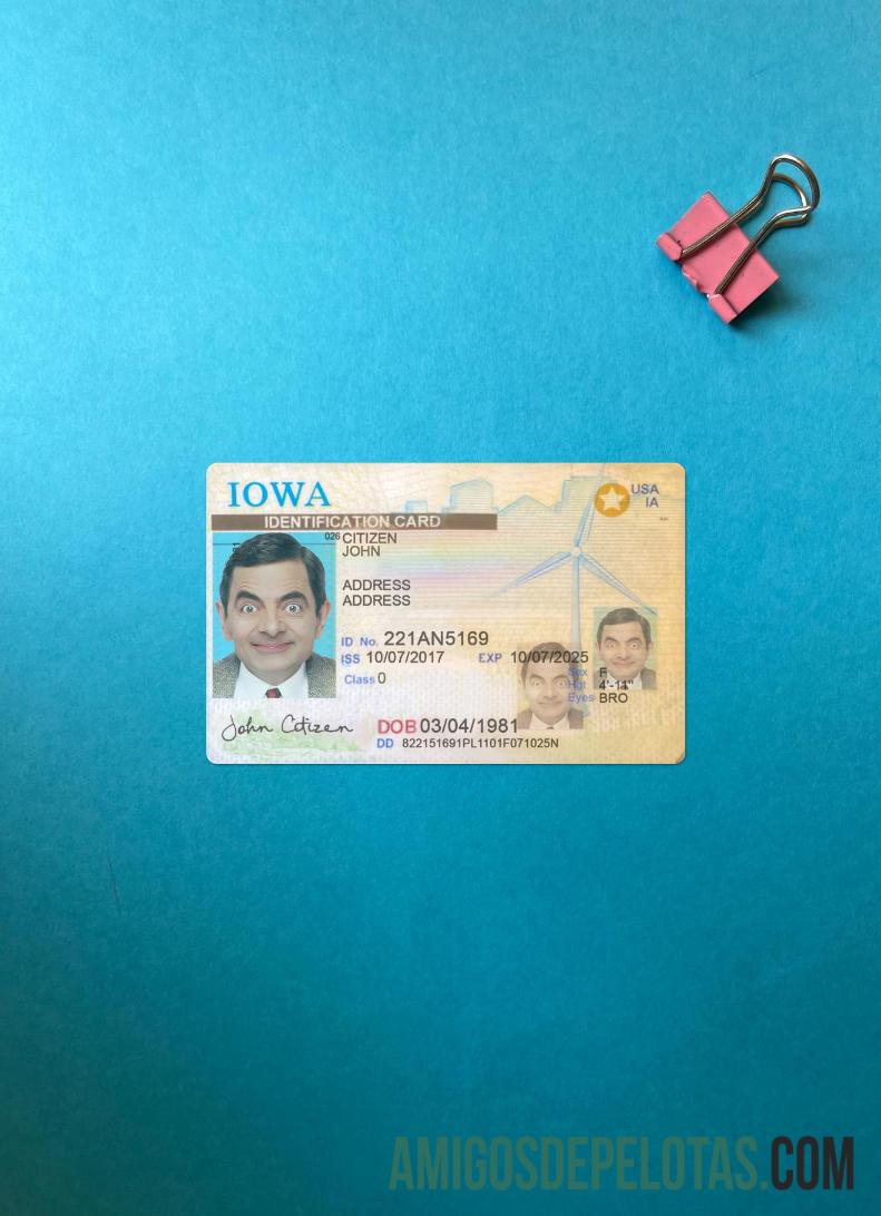 USA Iowa ID Card olhar de foto frente modelo